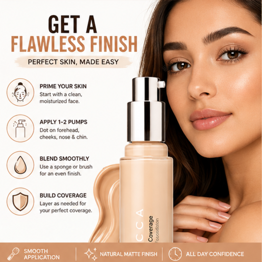 BECCA Ultimate Coverage 24-Hour Foundation – Medium to Full Coverage, Natural Matte Finish – Long Lasting Up to 24H – Flawless Coverage, Natural You – Lightweight, Hydrating, Pore-Blurring – Suitable for All Skin Types