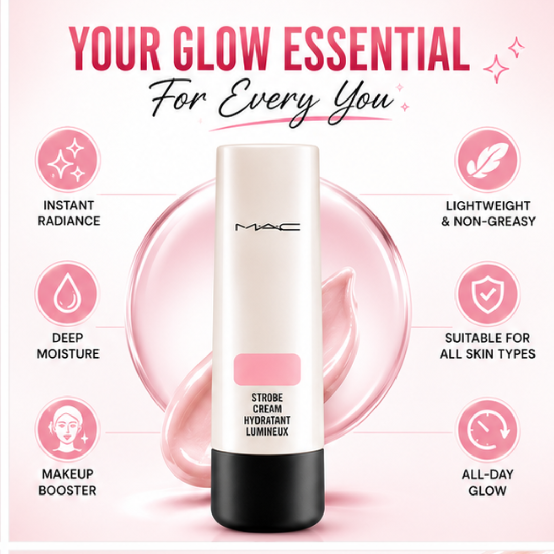 Strobe Cream – Hydratant Lumineux – Instant Glow, All-Day Radiance – Lightweight, Deep Moisture & Dewy Finish – Instantly Brightens, Hydrates & Smooths Skin – Perfect Makeup Base