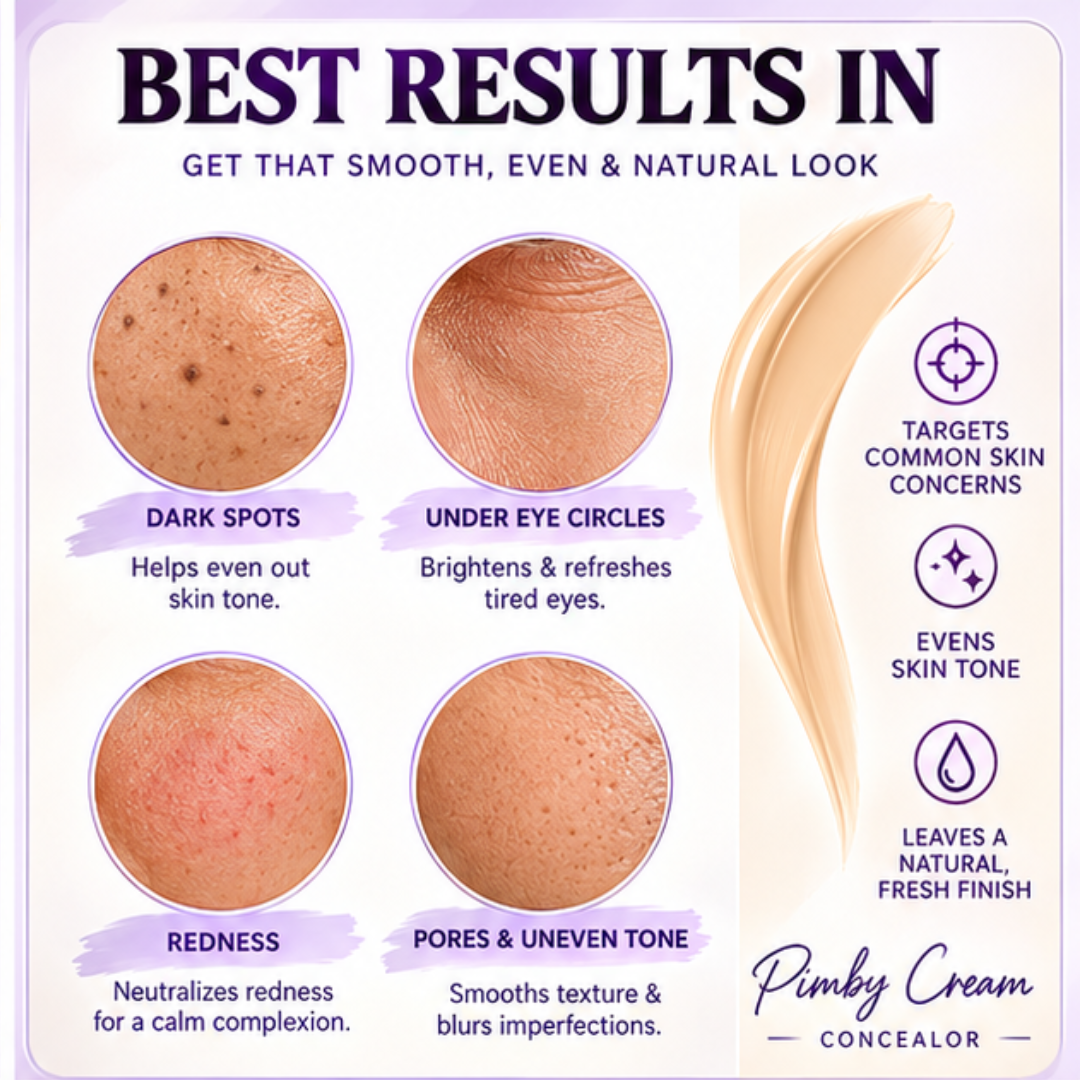 Pimby Soft Matte Cream Concealer + FREE Blender – Buildable Full Coverage – Blurs Dark Circles & Blemishes