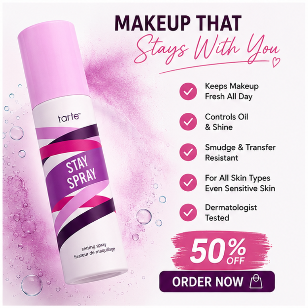 Tarte Stay Spray Setting Spray – Lock Your Look, All Day Long – Up to 16HR Hold – Smudge & Sweat Proof – Transfer Resistant – Lightweight & Refreshing – Natural Finish