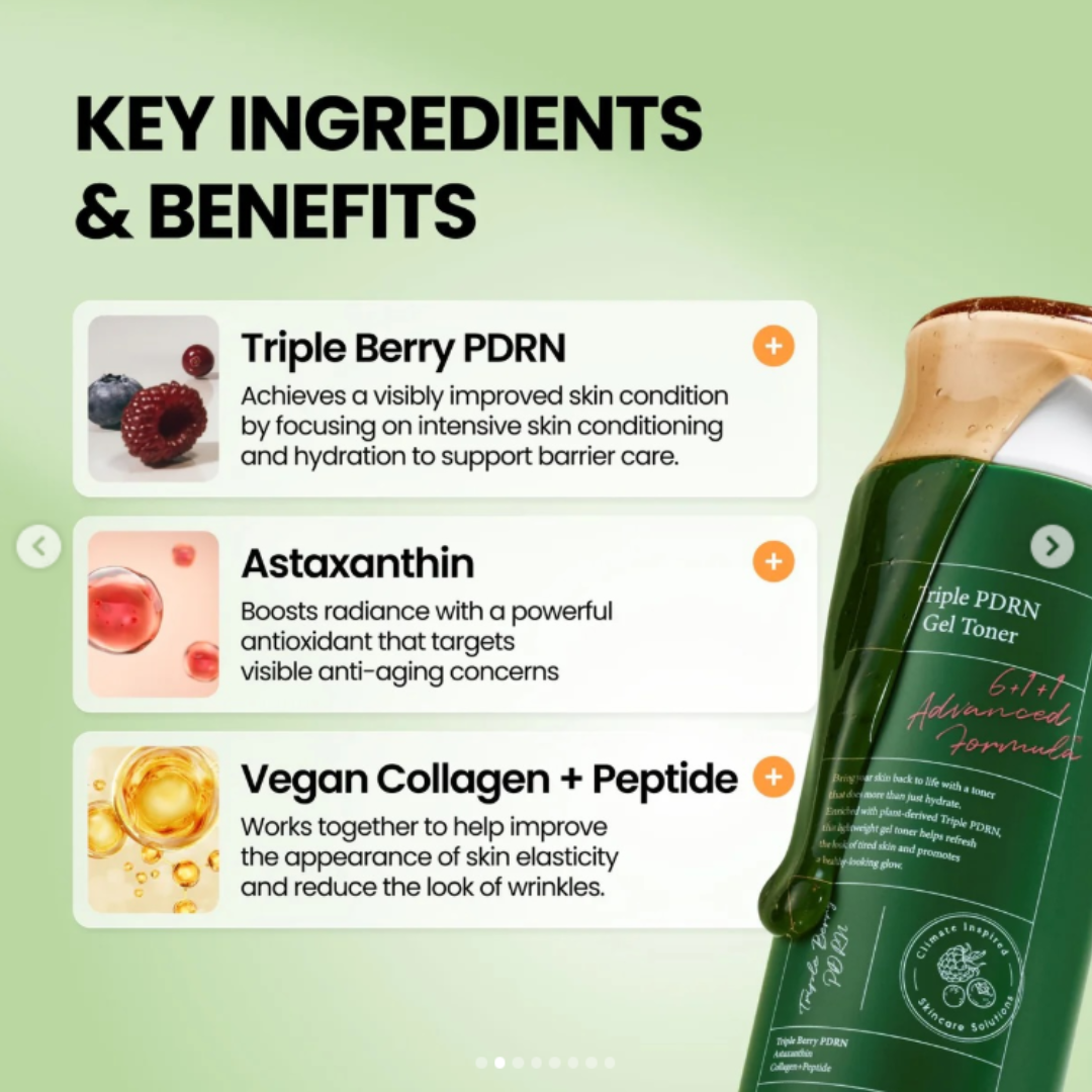 AXIS-Y Triple PDRN Gel Toner | 6+1+1 Advanced Formula with Plant-Based PDRN, Astaxanthin & Vegan Collagen | Strengthens Barrier, Hydrates & Calms Skin