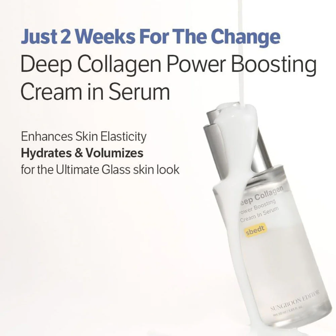 Sungboon Editor Deep Collagen Power Boosting Duo | Cream in Serum + Hydrogel Mask | 5% Volufiline + 58% Low-Molecular Collagen | Anti-Wrinkle, Firming & Instant Glow